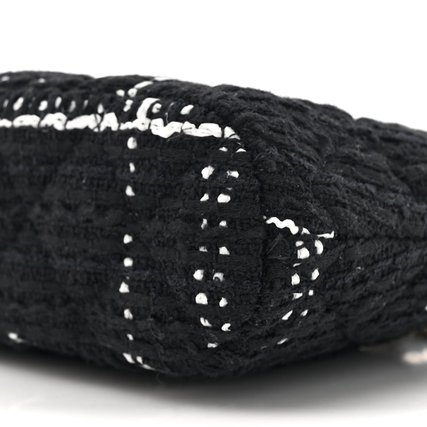 Tweed Quilted Mini Clutch With Chain Black White