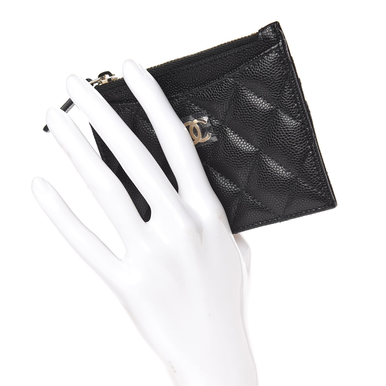 Chanel Caviar Quilted CC Zip Card Holder Black 2 of 8