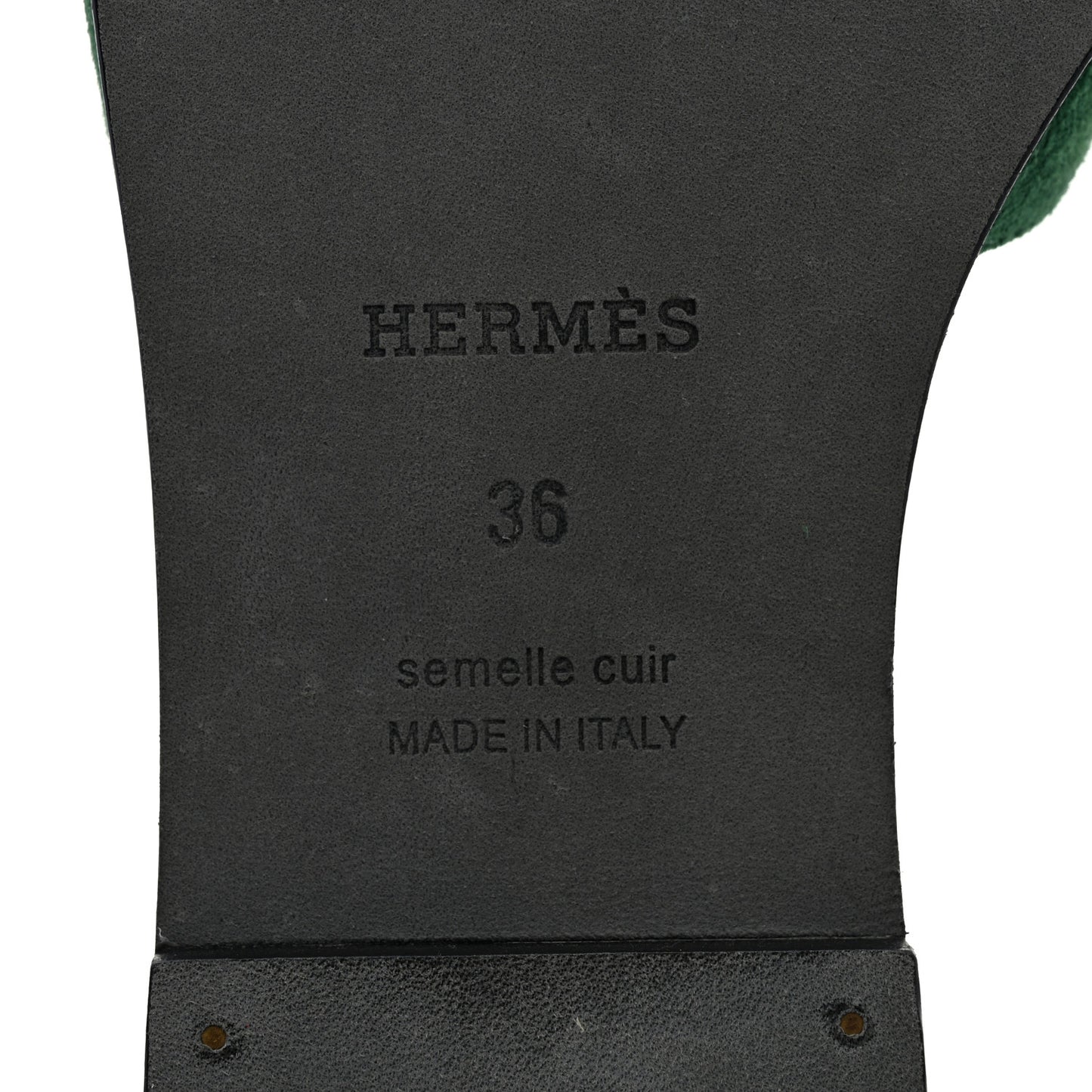 Suede Goatskin Oran Sandals 36 Vert Electrique