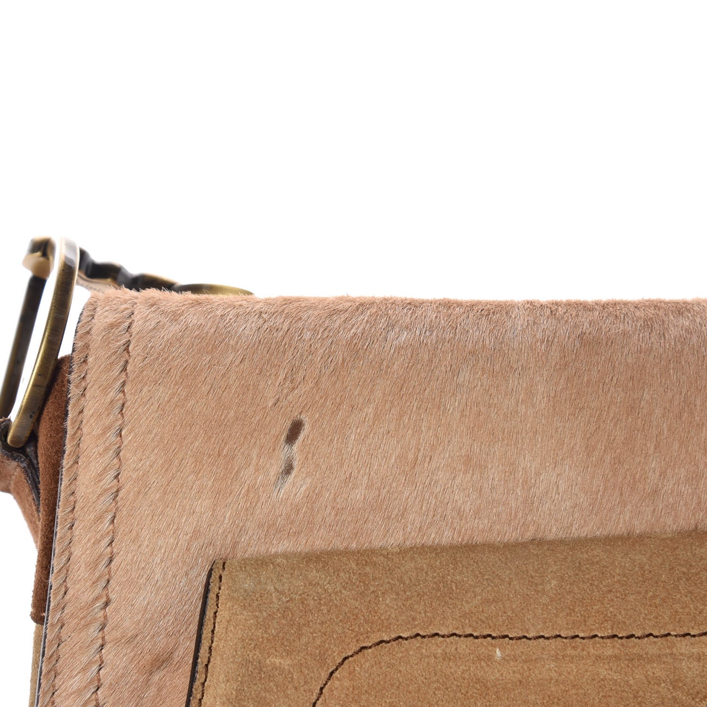 Suede Pony Hair Saddle Bag Brown