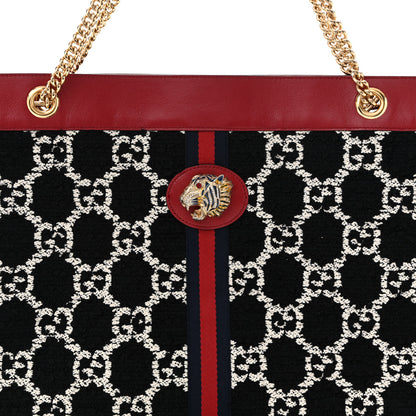 Gucci Tweed GG Monogram Large Rajah Chain Tote Romantic Cherry Black White 9 of 14
