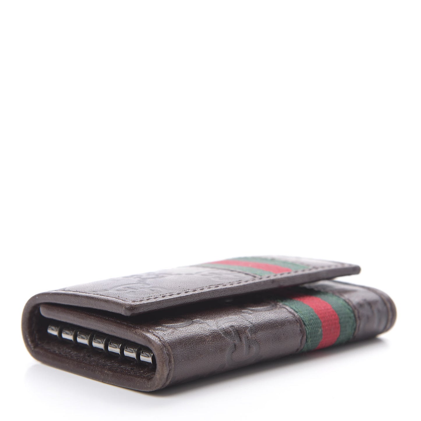 Guccissima Web 6 Key Holder Case Brown
