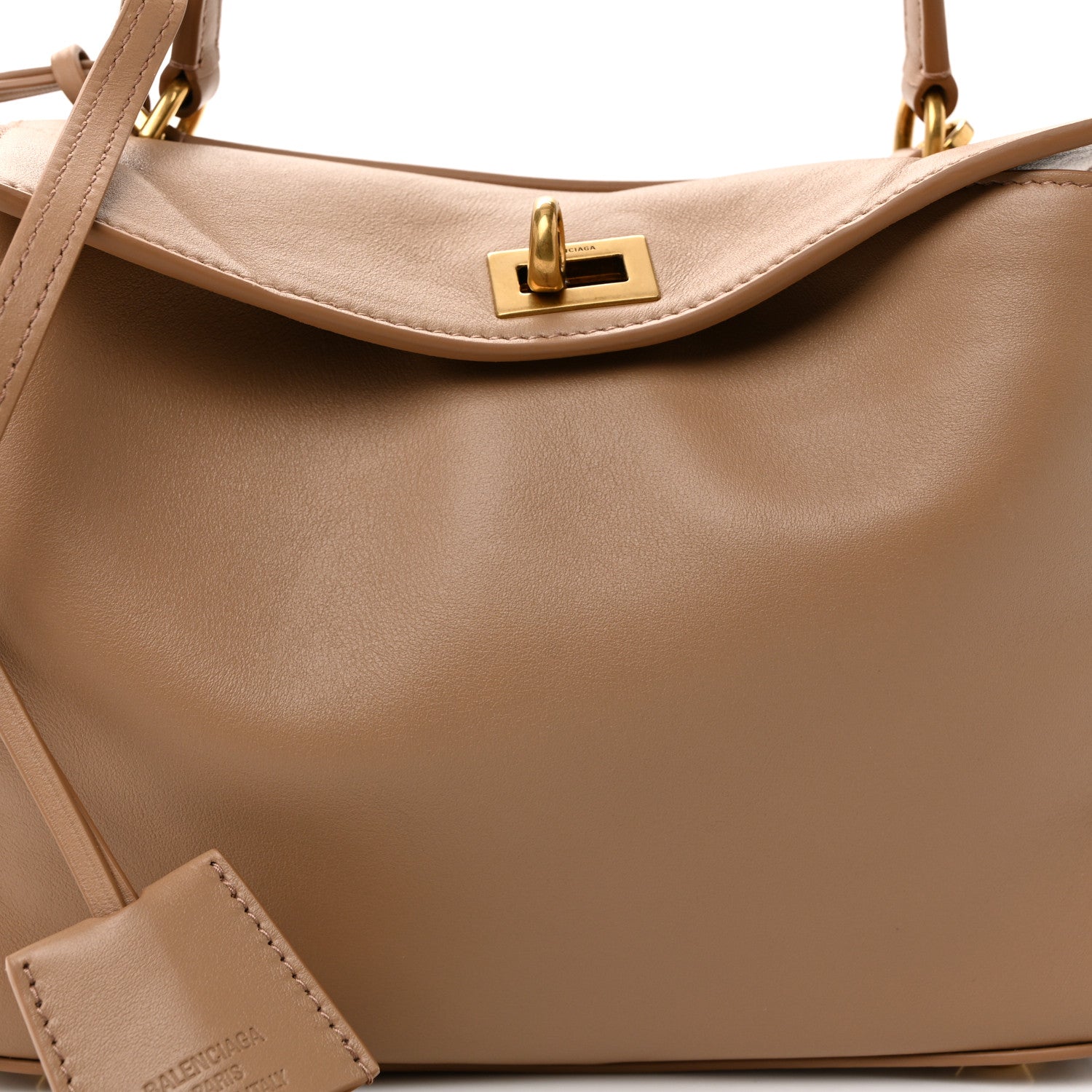 Balenciaga Natural Smooth Calfskin Mini Rodeo Top Handle Handbag Latte 7 of 9