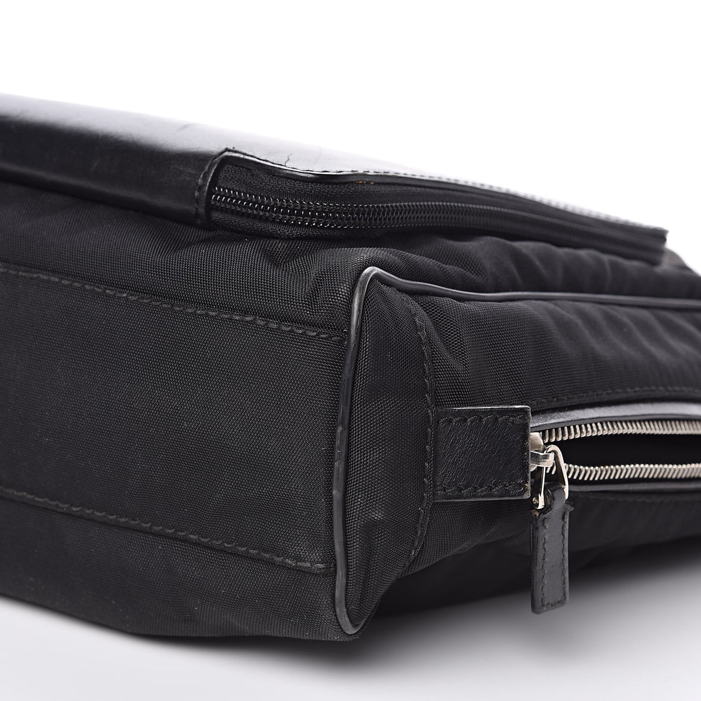 Nylon Calfskin Briefcase Black