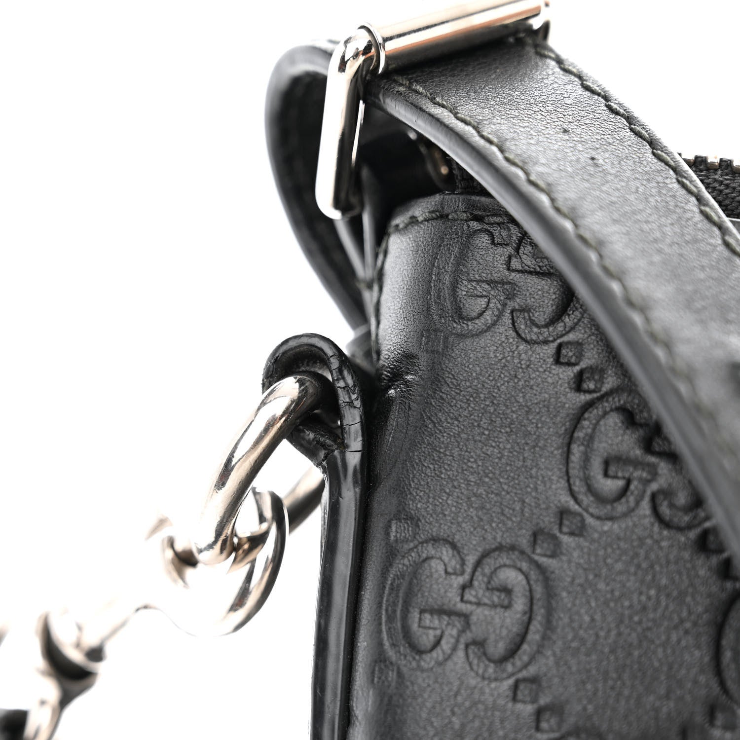 Gucci Guccissima Medium Flat Messenger Bag Black 13 of 16