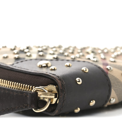 Burberry Studded Haymarket Check Large Zip Around Wallet Brown 8 of 9