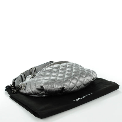 Chanel Metallic Goatskin Quilted Banane Waist Bag Fanny Pack Silver 4 of 7