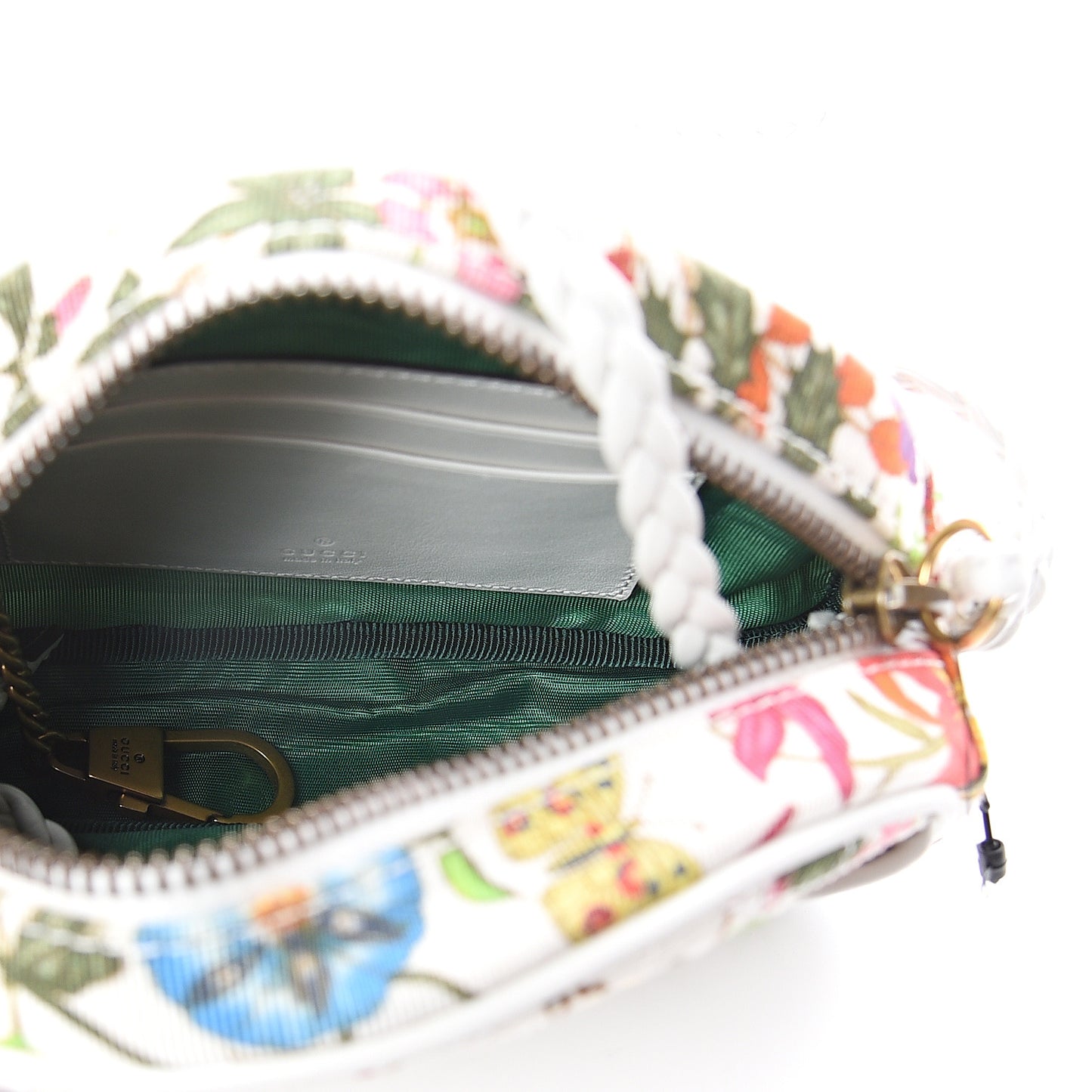 Canvas Flora Floral Trapuntata Mini Zumi Dome Shoulder Bag White