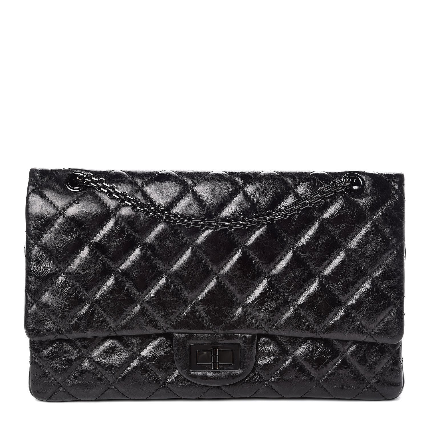 Chanel Glazed Aged Calfskin Quilted 2.55 Reissue 227 Flap So Black 1 of 9