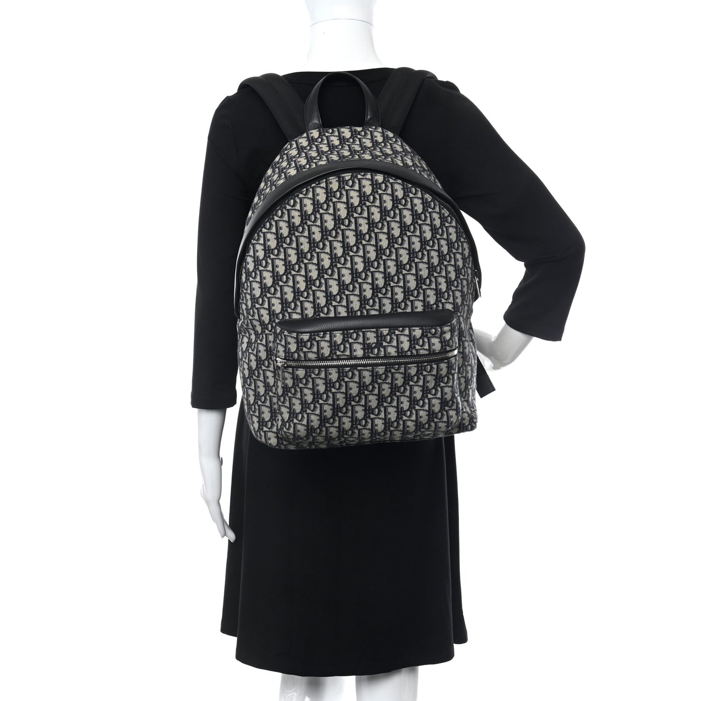 Oblique Calfskin Rider Backpack Beige Black