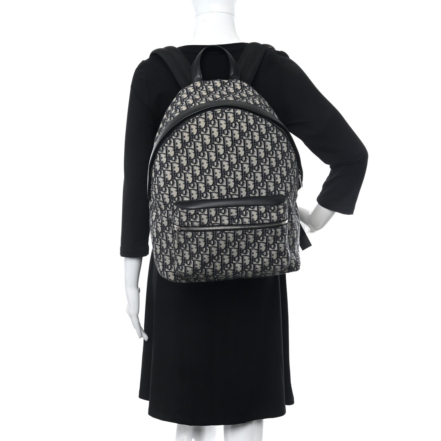 Christian Dior Oblique Calfskin Rider Backpack Beige Black 2 of 9