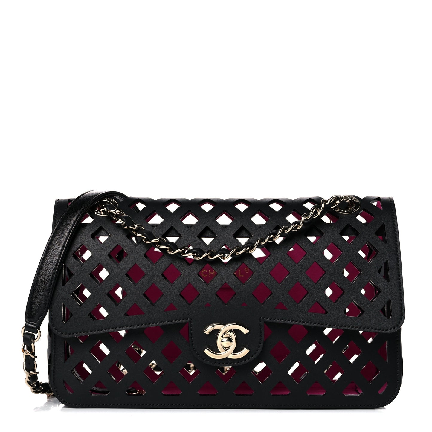 Lambskin Sea Through Flap Black Multicolor