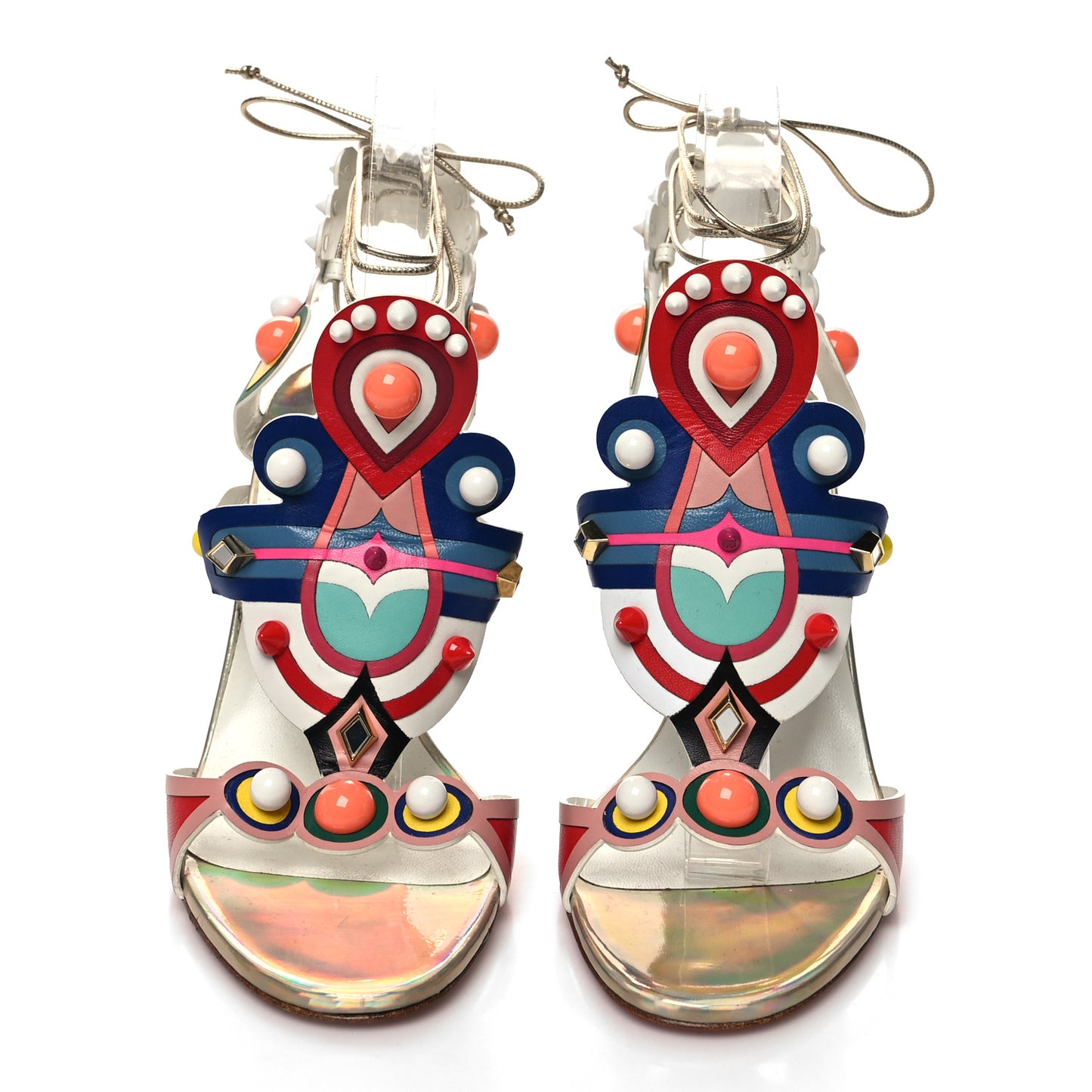 Calfskin Papagaya Levita Sandals 38 Multicolor