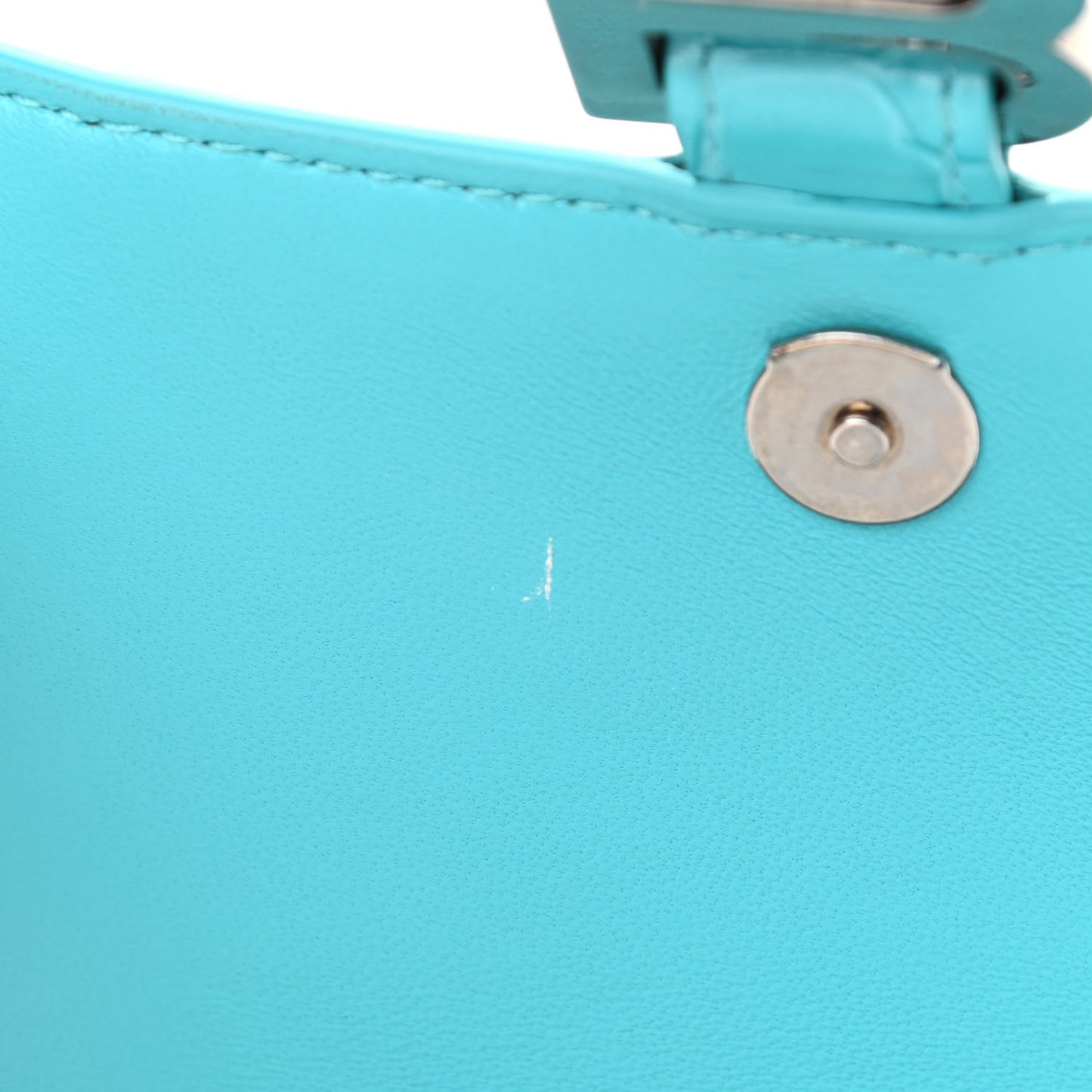 Shiny Calfskin Crocodile Embossed Hourglass Top Handle Bag XS Turquoise