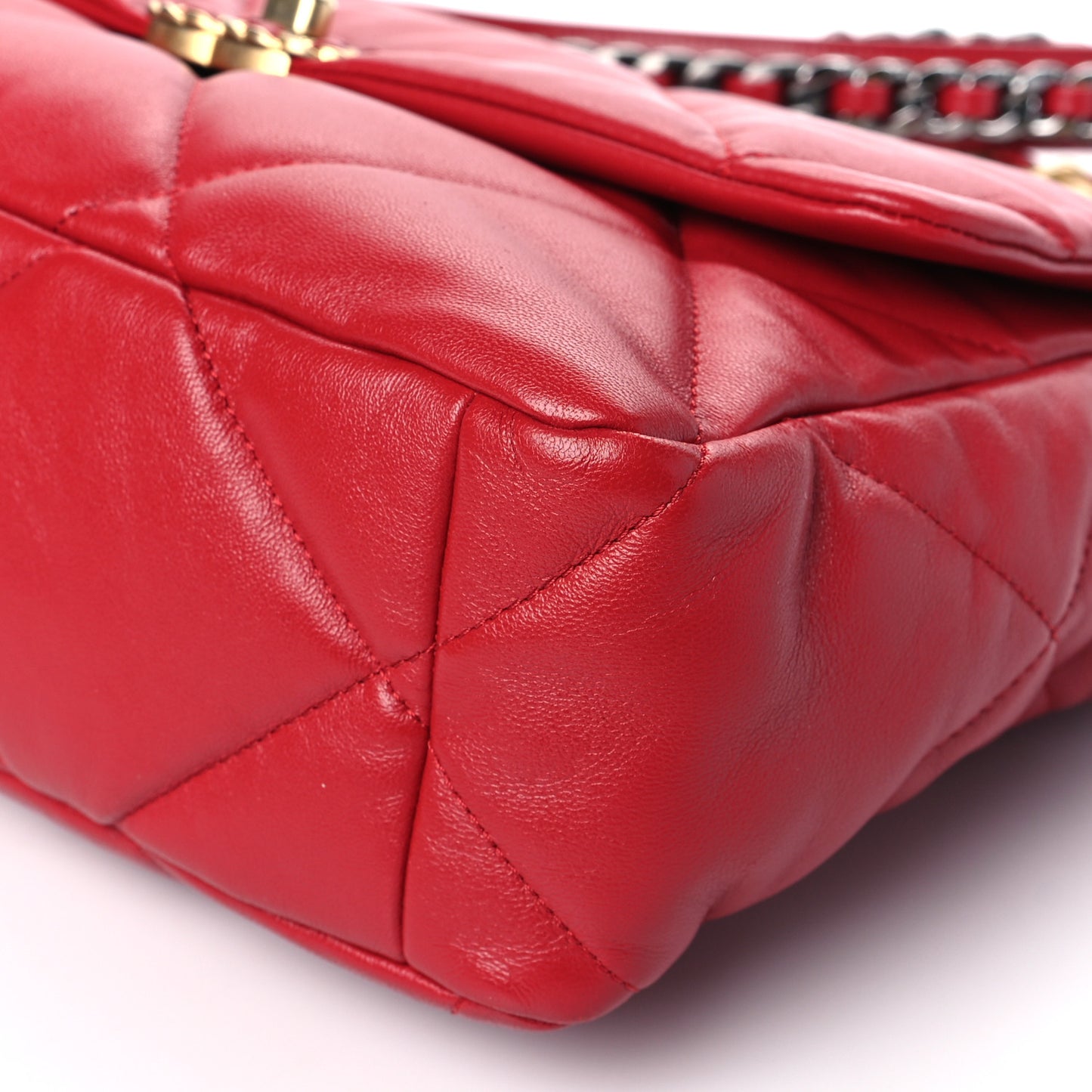 Lambskin Quilted Large Chanel 19 Flap Red