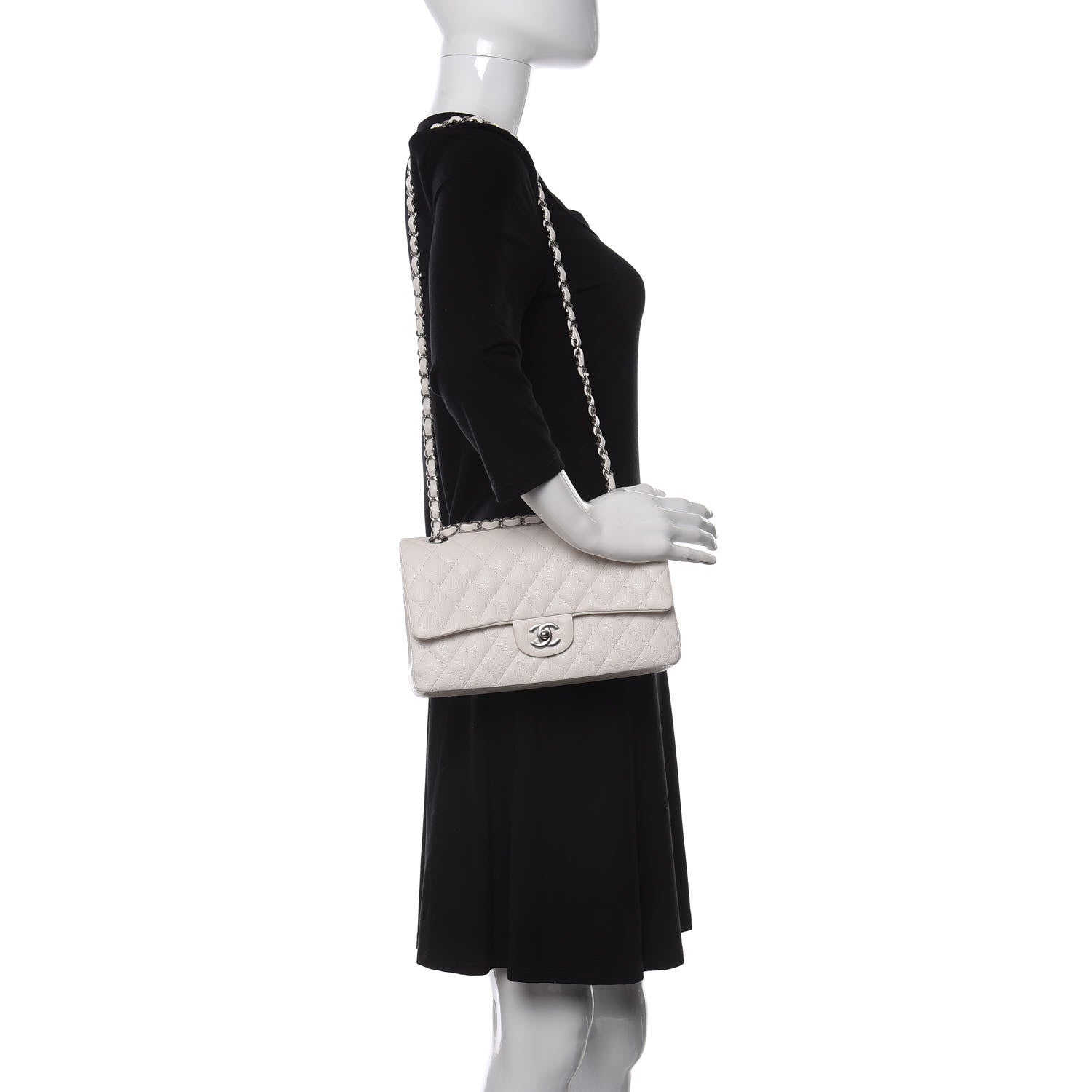 Chanel Caviar Quilted Medium Double Flap White 2 of 10