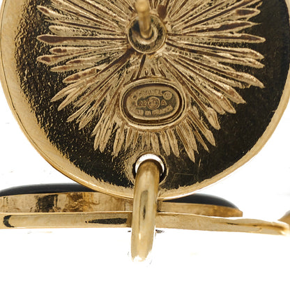 Chanel Enamel CC Disc Drop Medallion Earrings Gold Black 4 of 5