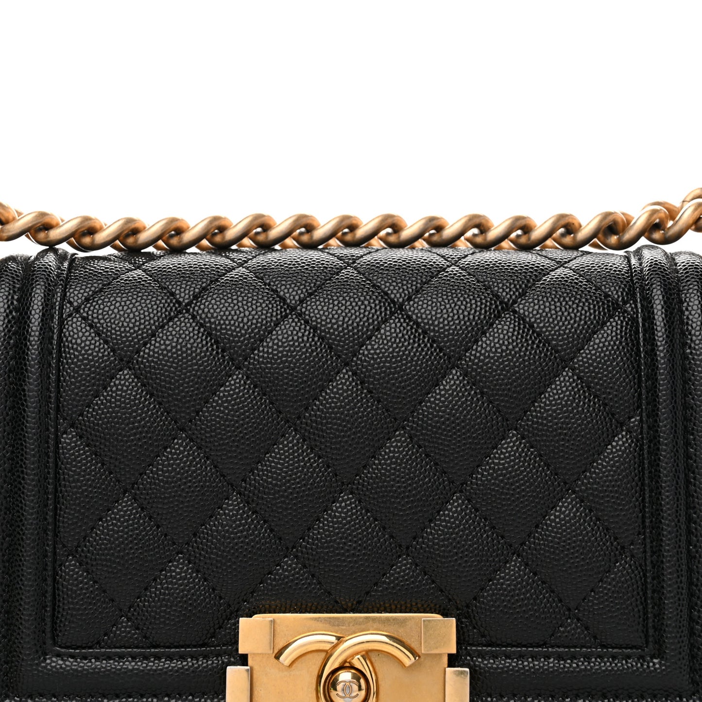 Caviar Quilted Small Boy Flap Black