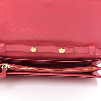 Prada Saffiano Metal Oro Chain Wallet Peonia 5 of 10
