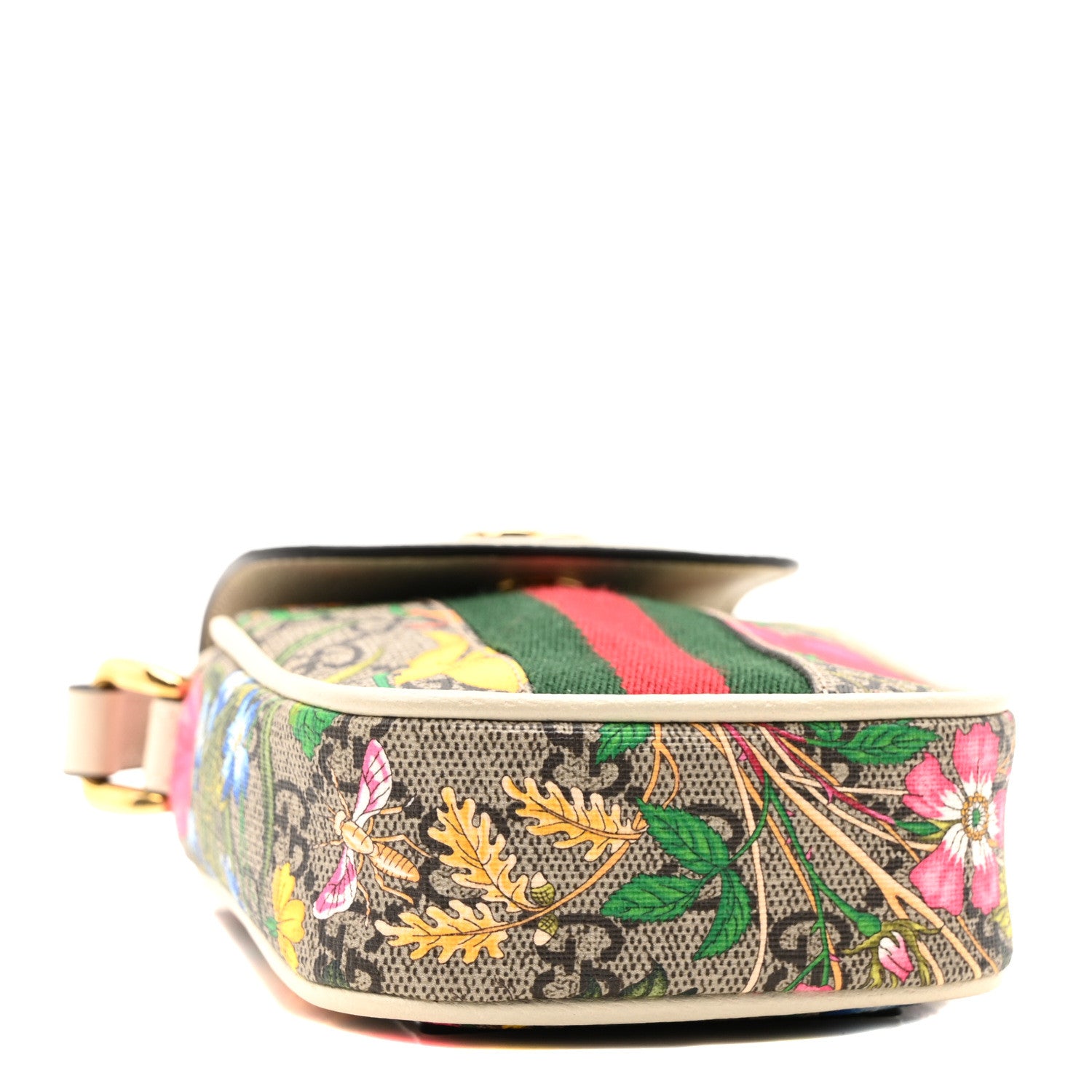 Gucci GG Supreme Monogram Flora Web Ophidia Phone Crossbody Bag White 4 of 9