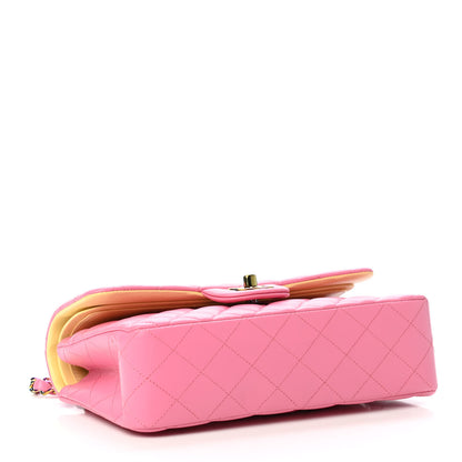 Chanel Lambskin Quilted Small Double Flap Pink Yellow 3 of 4