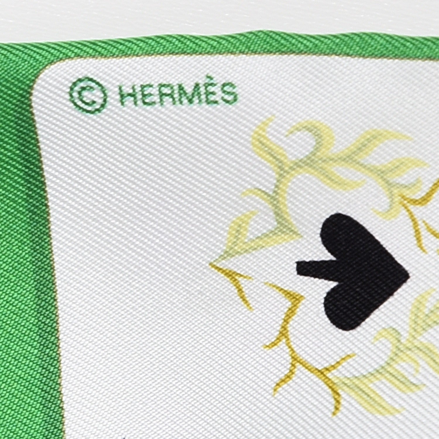 Hermes Silk Jeu de Cartes Twilly Vert Emeraude Black Jaune Soufre 4 of 5
