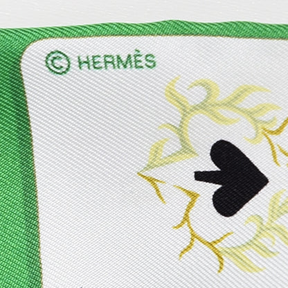 Hermes Silk Jeu de Cartes Twilly Vert Emeraude Black Jaune Soufre 4 of 5