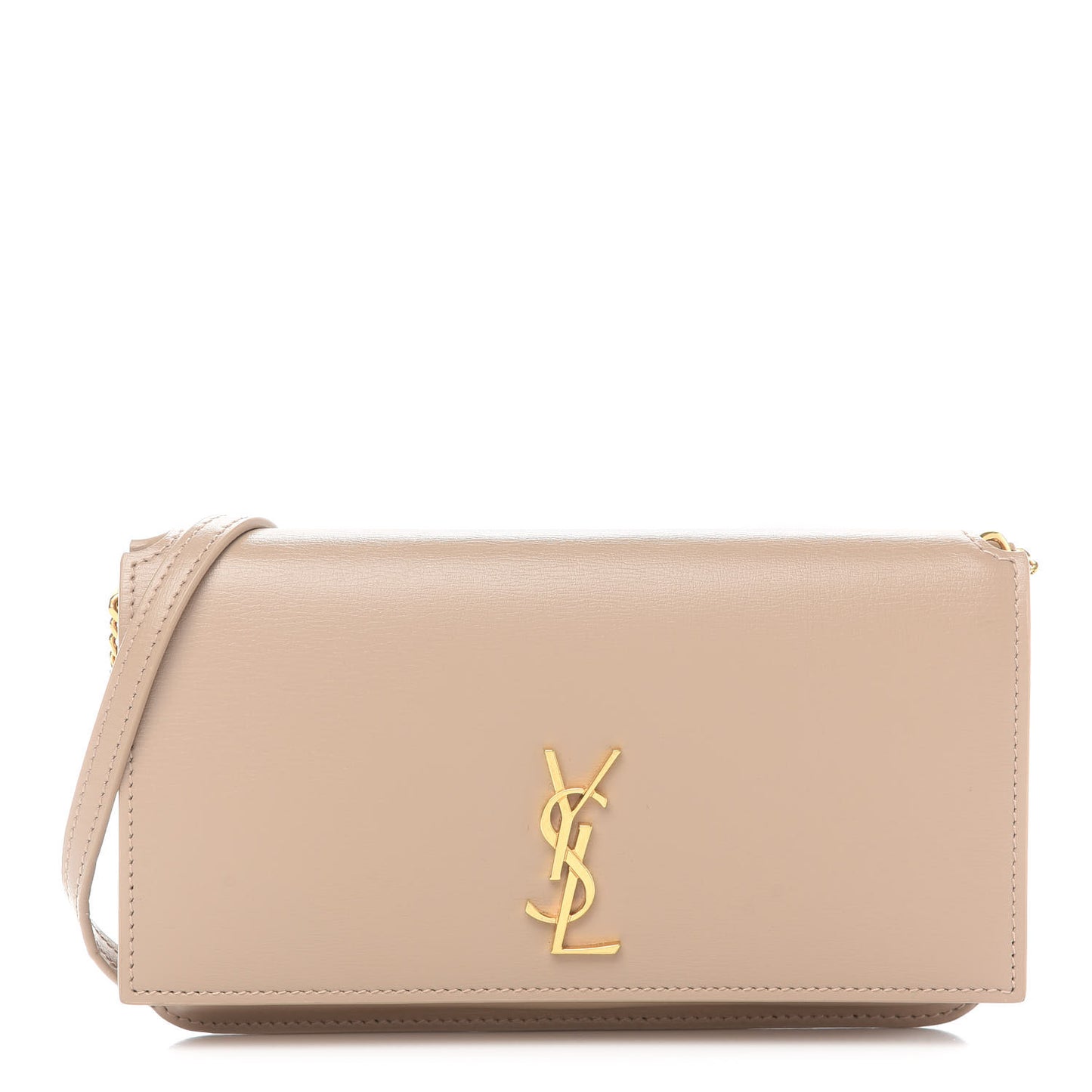 Smooth Calfskin Monogram Phone Holder Crossbody Dark Beige