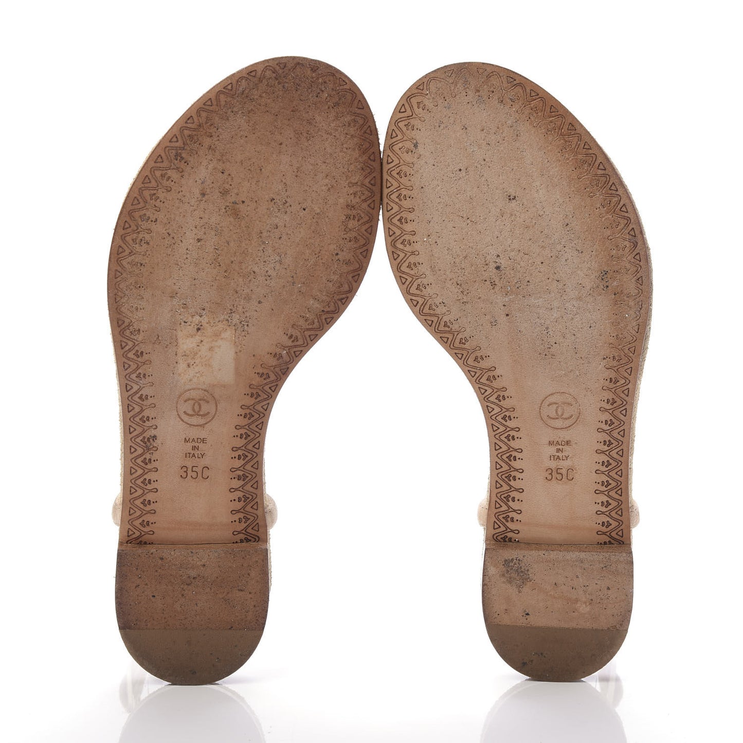 Kid Suede Crystal Dubai CC Thong Sandals 35 Beige