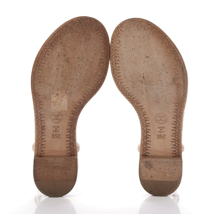 Chanel Kid Suede Crystal Dubai CC Thong Sandals 35 Beige 5 of 7