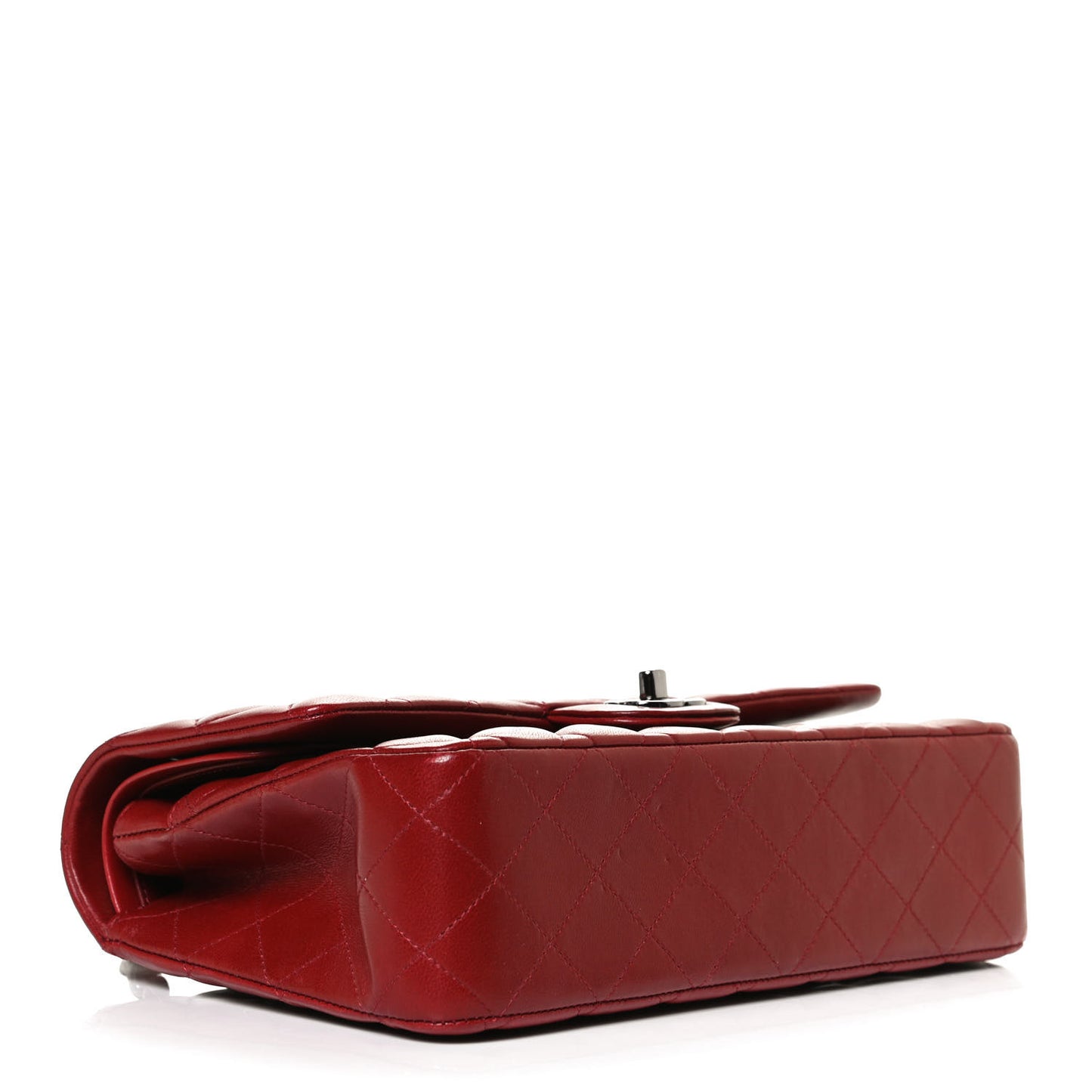 Lambskin Quilted Medium Double Flap Red