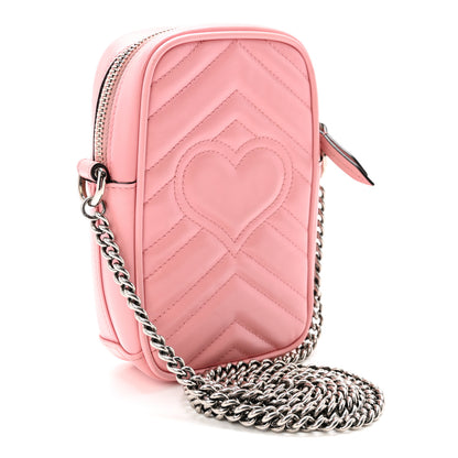 Gucci Calfskin Matelasse Mini GG Marmont Crossbody Bag Wild Rose 3 of 10