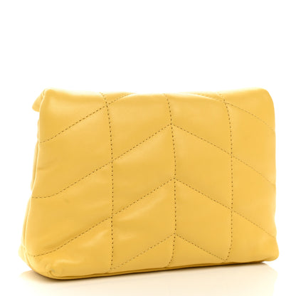Saint Laurent Lambskin Monogram Loulou Puffer Pouch Clutch Yellow 3 of 8
