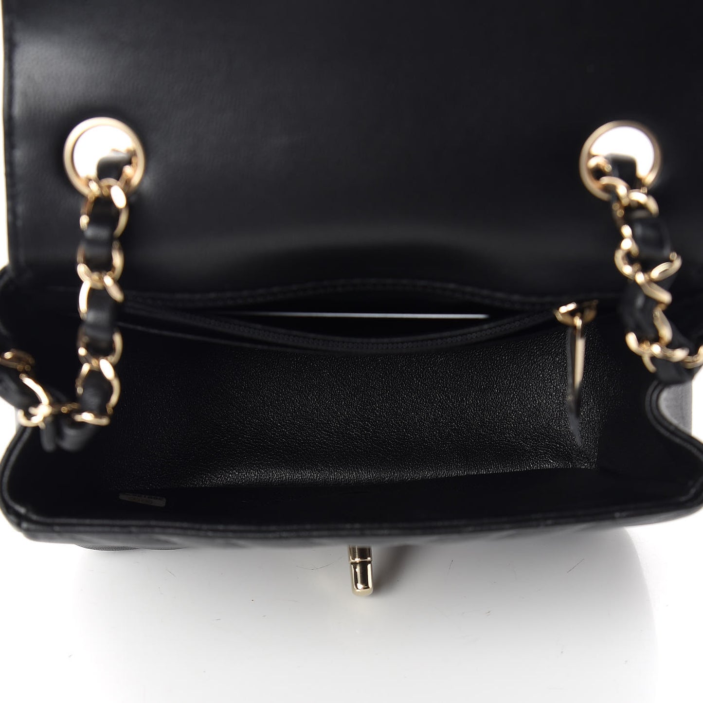 Lambskin Chevron Quilted Mini Square Flap Black