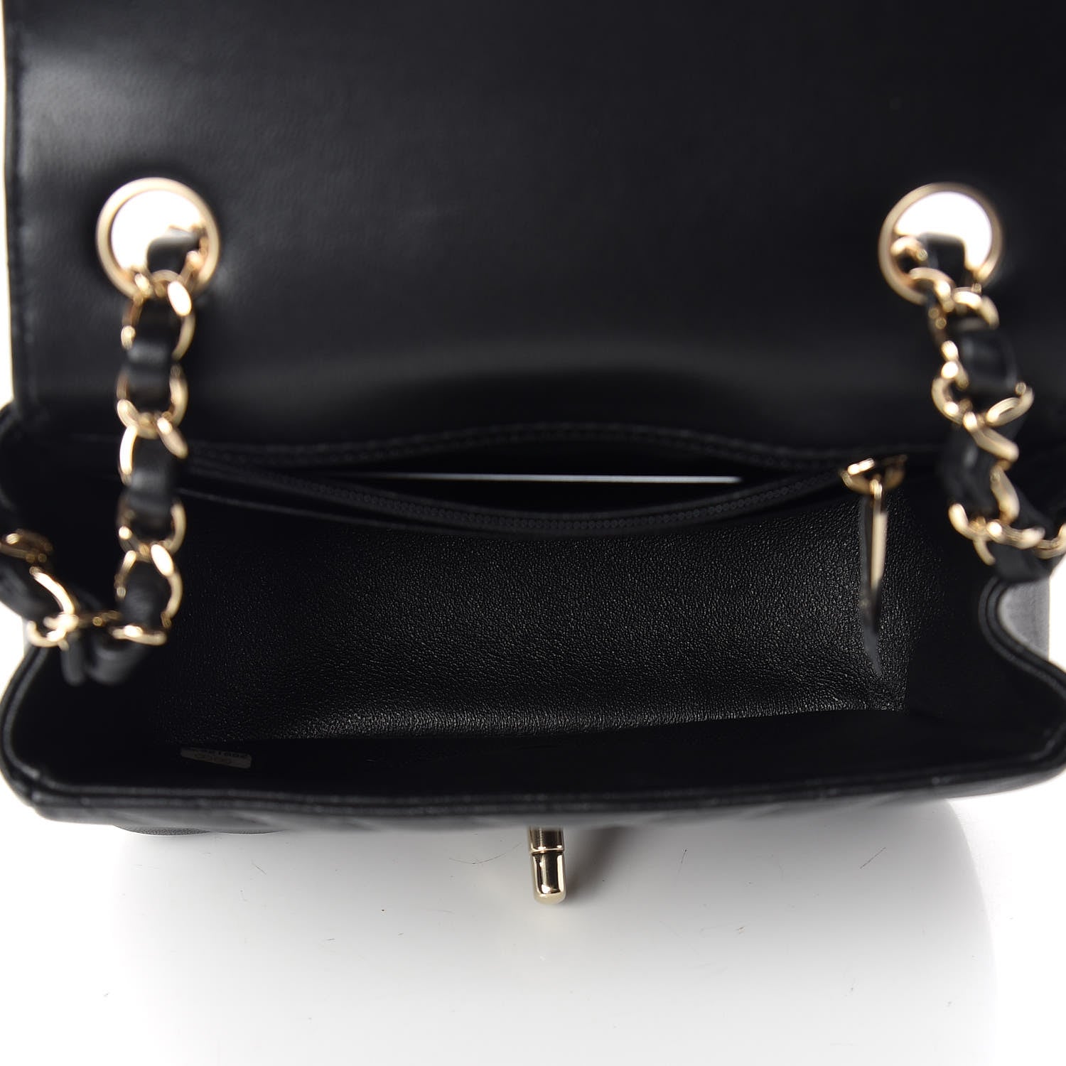 Chanel Lambskin Chevron Quilted Mini Square Flap Black 7 of 10