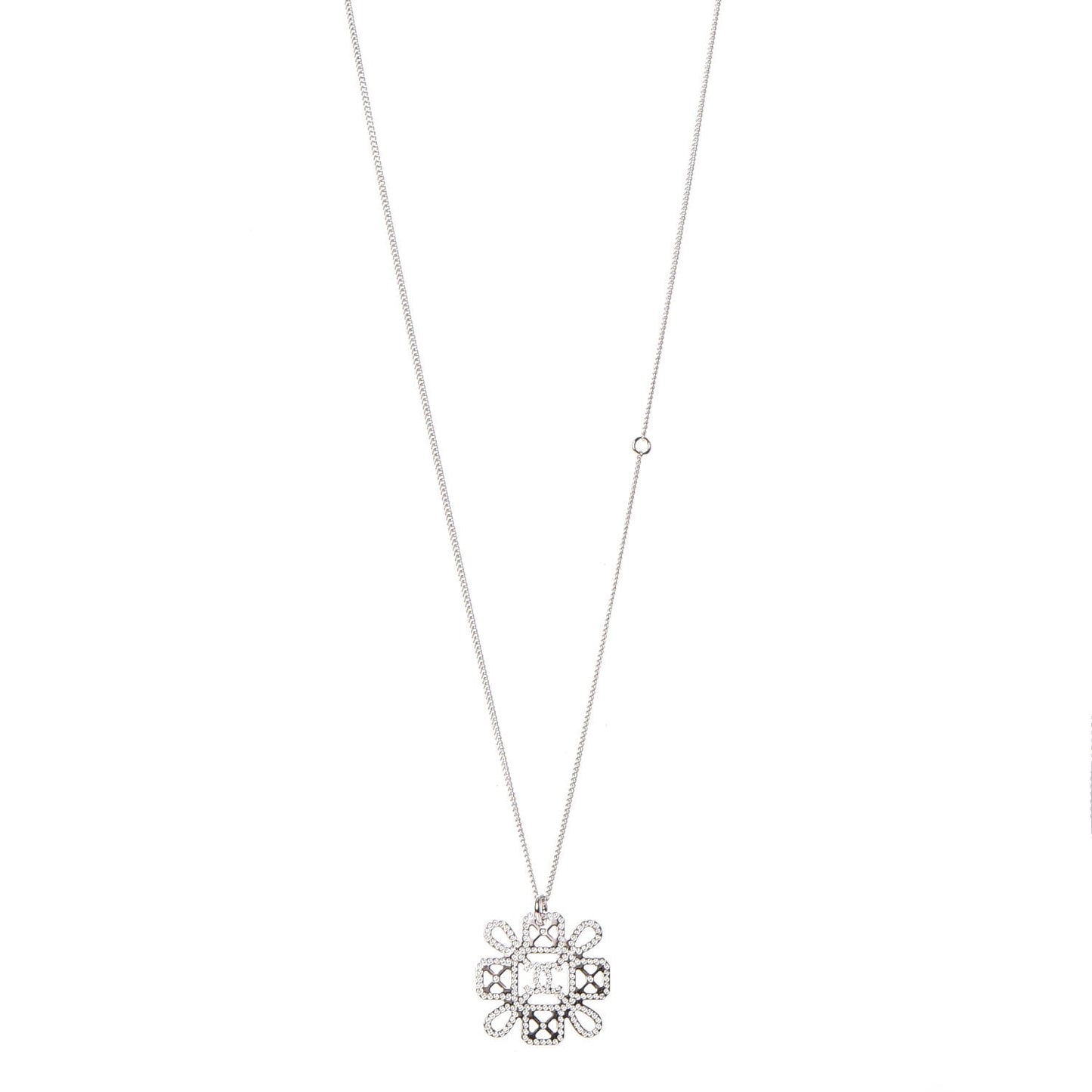 Crystal CC Pendant Necklace Silver