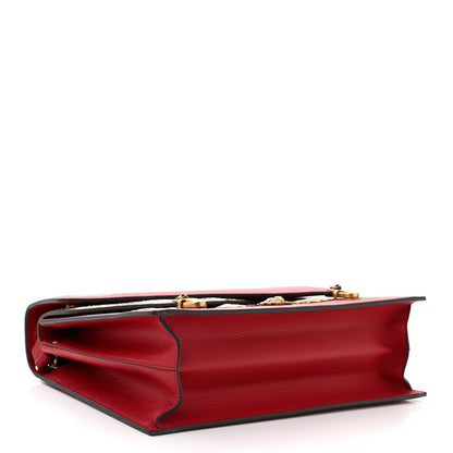 Gucci Calfskin Snakeskin Studded Medium Ottilia Top Handle Bag Red 4 of 11