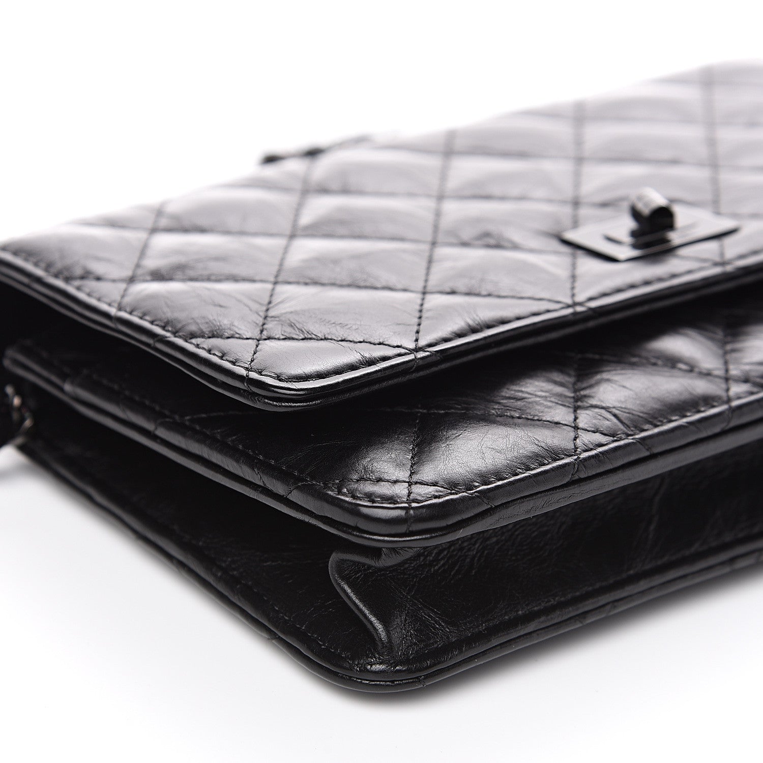Chanel Aged Calfskin Quilted Reissue Wallet On Chain WOC So Black 8 of 9