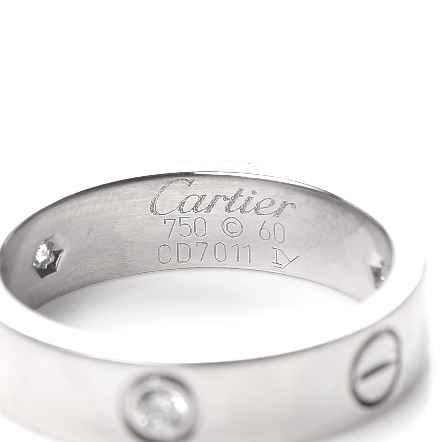 18K White Gold 3 Diamond 5.5mm LOVE Ring 60 9.25
