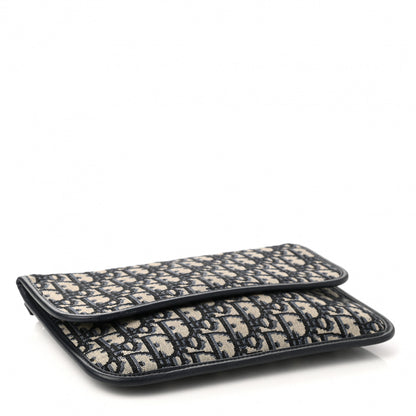 Christian Dior Oblique Flap Pouch Clutch Blue 4 of 8