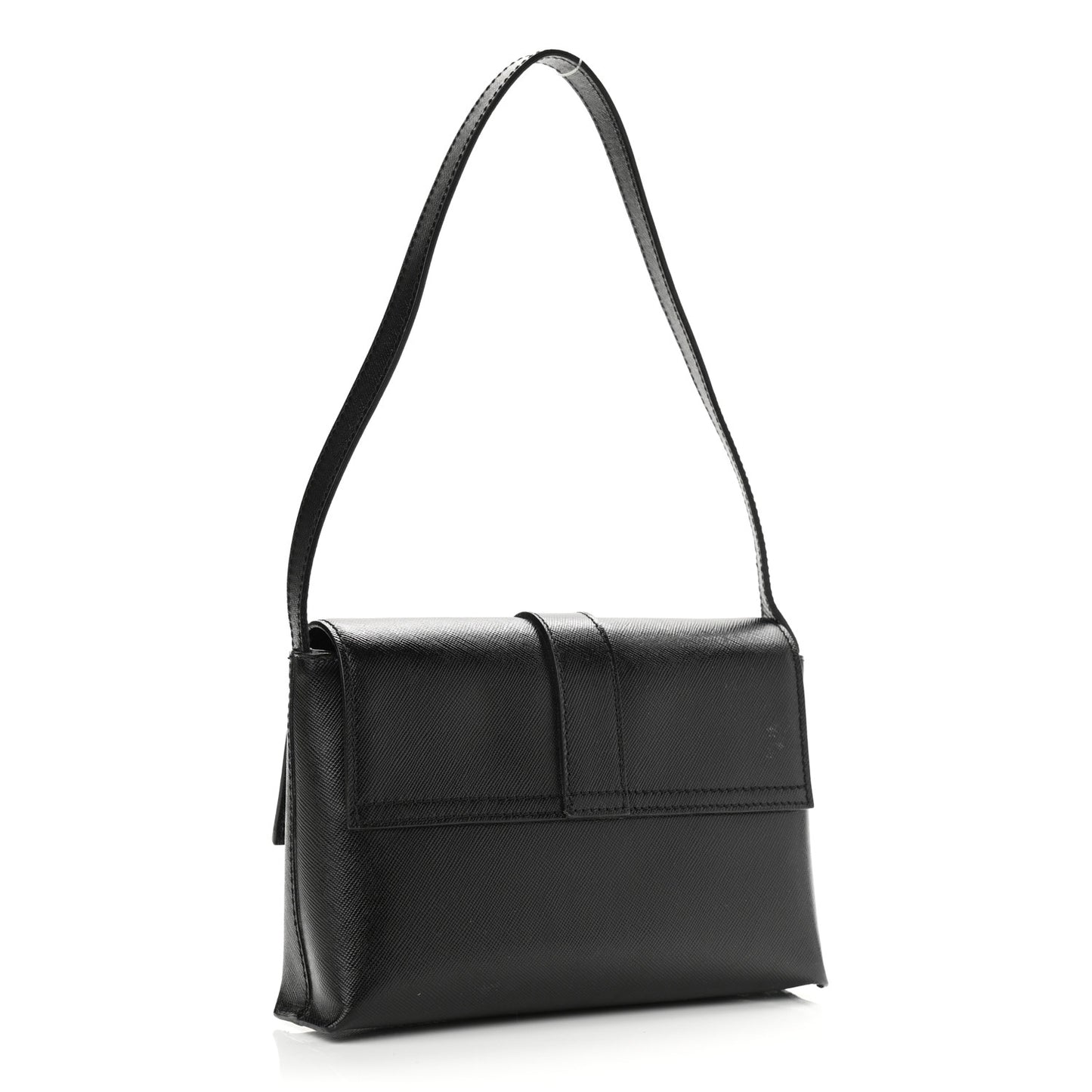 Textured Calfskin Shoulder Bag Black