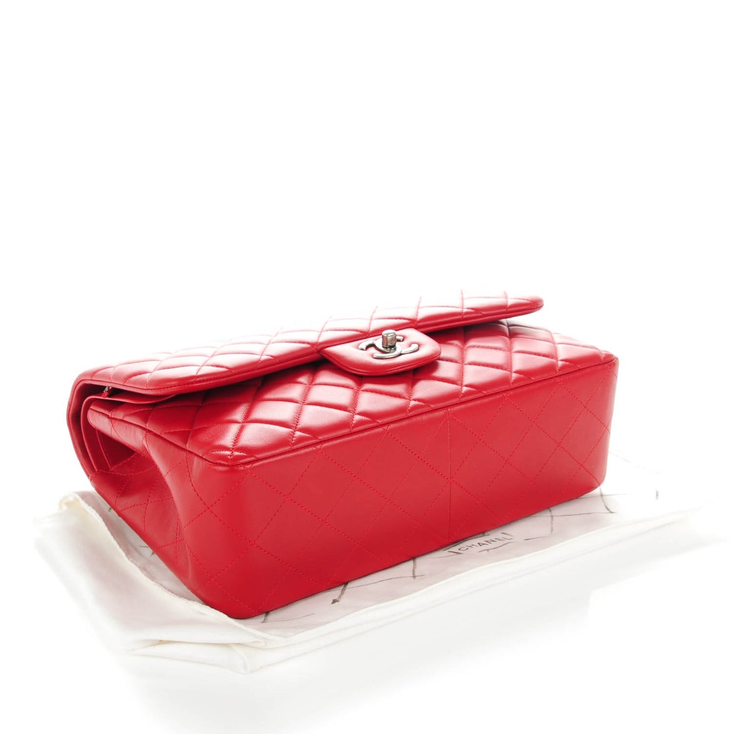Lambskin Quilted Jumbo Double Flap Red