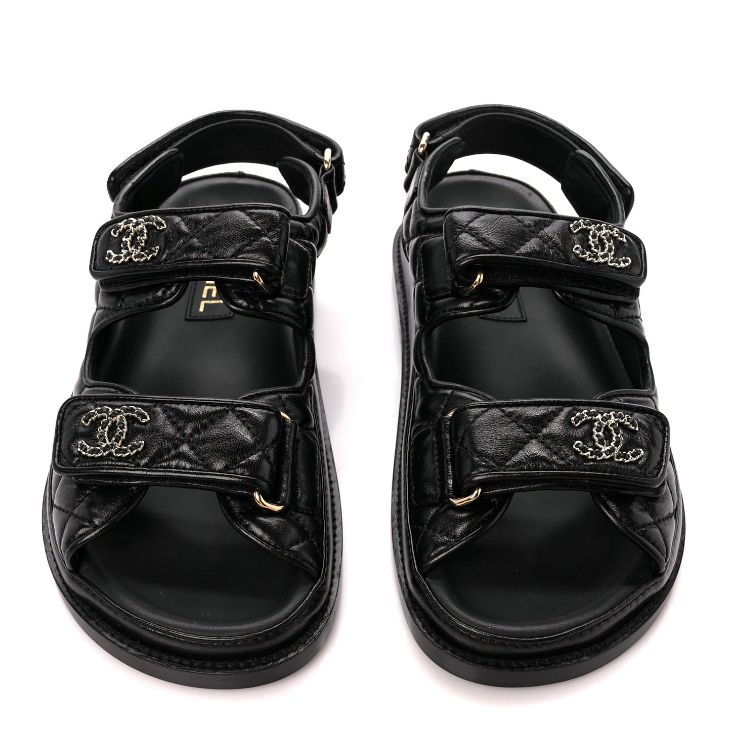 Lambskin Velcro Dad Sandals 36 Black