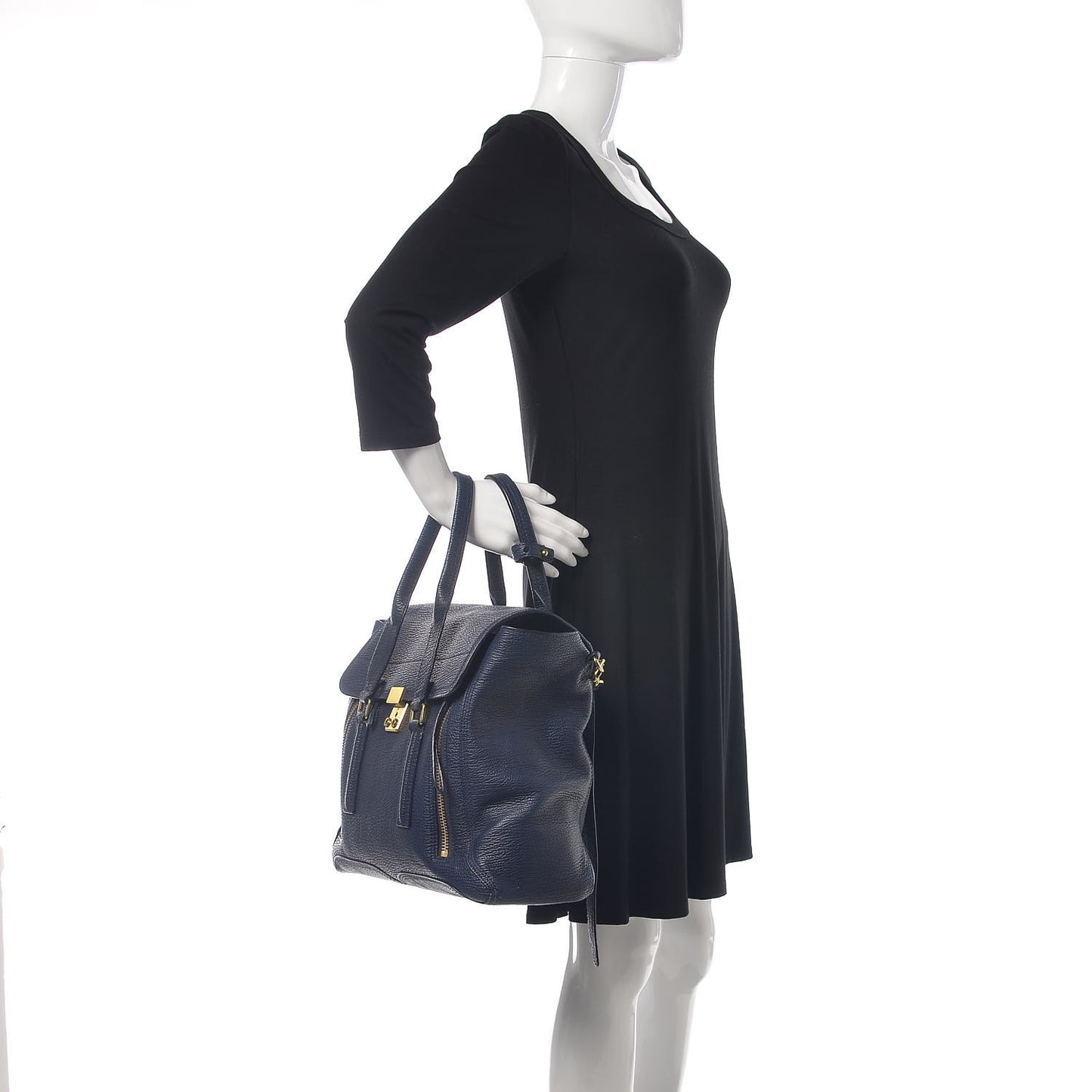 3.1 Textured Calfskin Large Pashli Satchel Ink