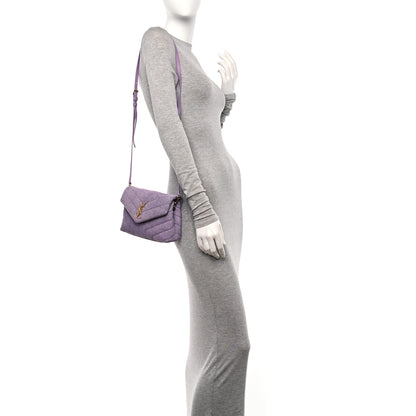 Saint Laurent Denim Y Quilted Monogram Toy Loulou Crossbody Bag Bleached Lilac 2 of 12