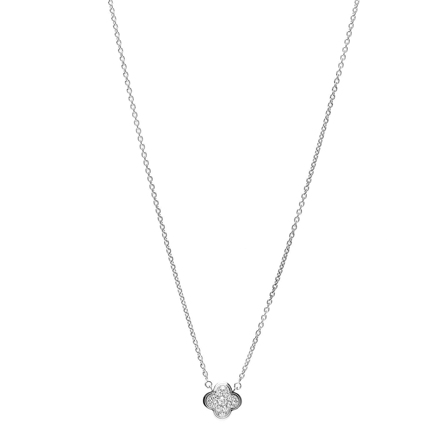 Van Cleef & Arpels 18K White Gold Diamond Pure Alhambra Pendant Necklace 1 of 7
