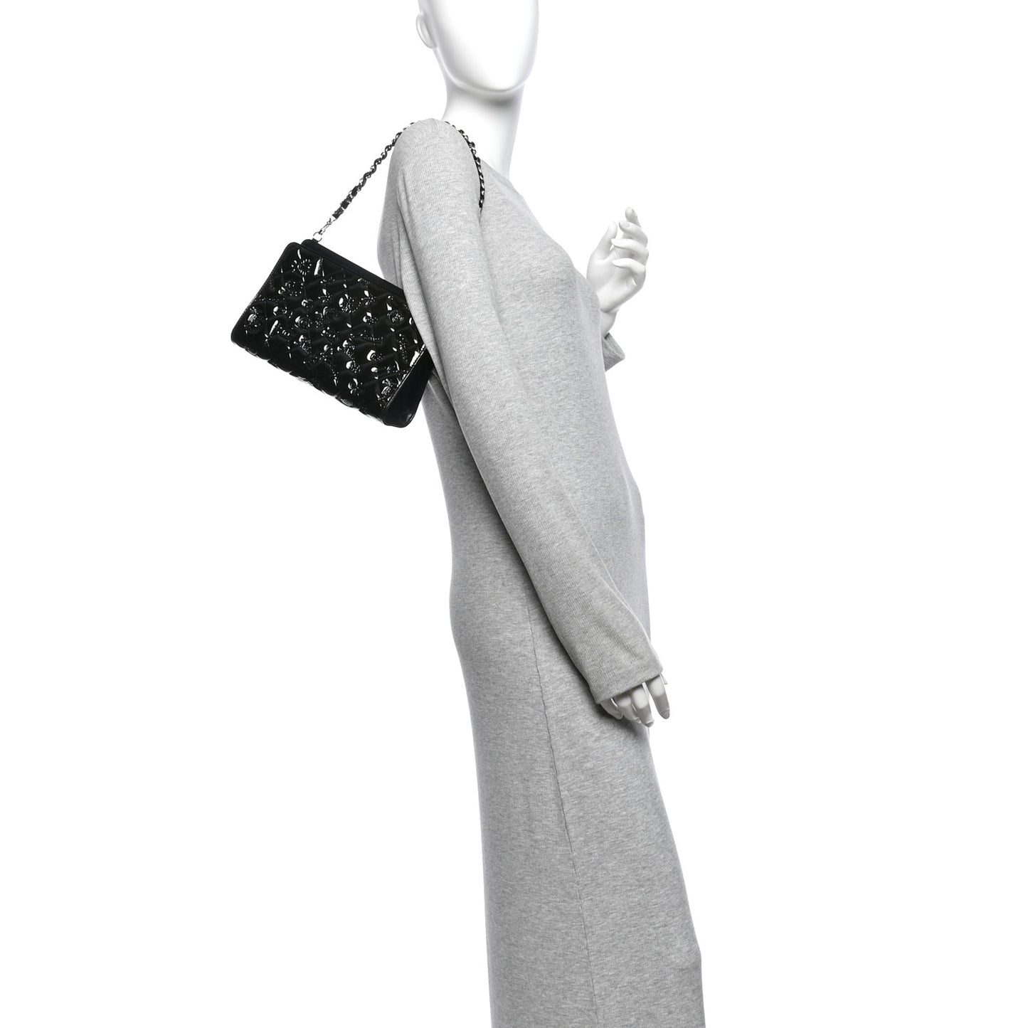 Patent Calfskin Lucky Symbols Pochette Black