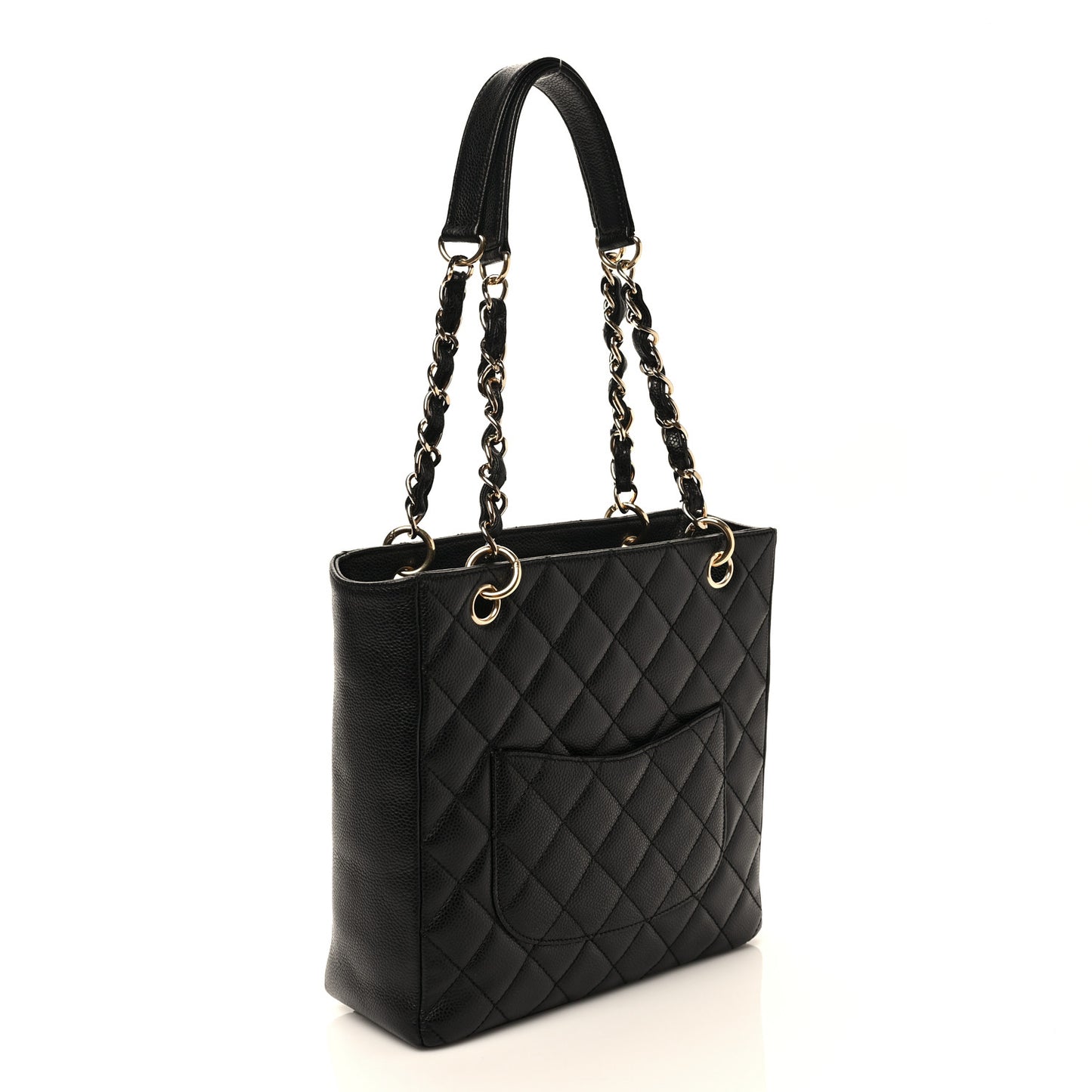 Caviar Quilted Petit Shopping Tote PST Black
