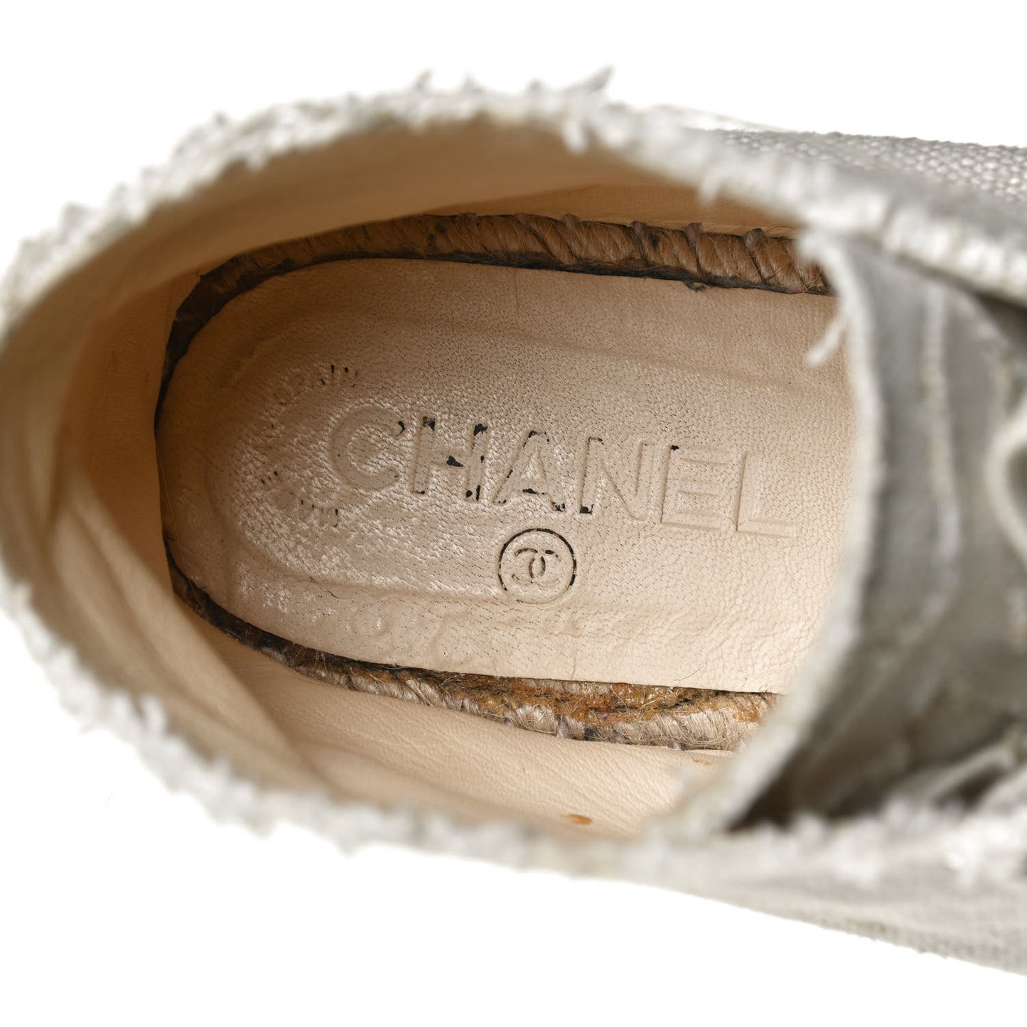 Fabric Lace Up High Top Espadrilles 40 Beige Black