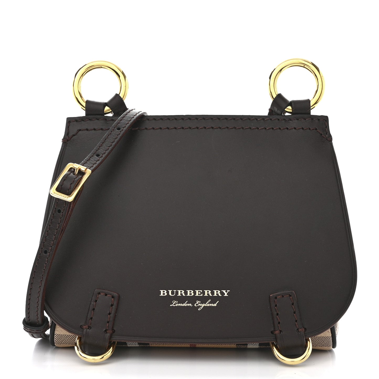 Haymarket Check Baby Bridle Saddle Bag Dark Clove Brown